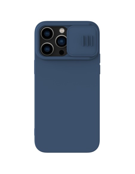Nillkin CamShield Silky Silicone Case iPhone 14 Pro Max silikoninis dangtelis su fotoaparato apsauga mėlyna Nillkin CamShield Silky Silicone Case iPhone 14 Pro Max silikoninis dangtelis su fotoaparato apsauga mėlyna