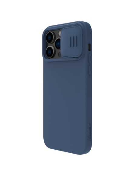 Nillkin CamShield Silky Silicone Case iPhone 14 Pro Max silikoninis dangtelis su fotoaparato apsauga mėlyna Nillkin CamShield Silky Silicone Case iPhone 14 Pro Max silikoninis dangtelis su fotoaparato apsauga mėlyna