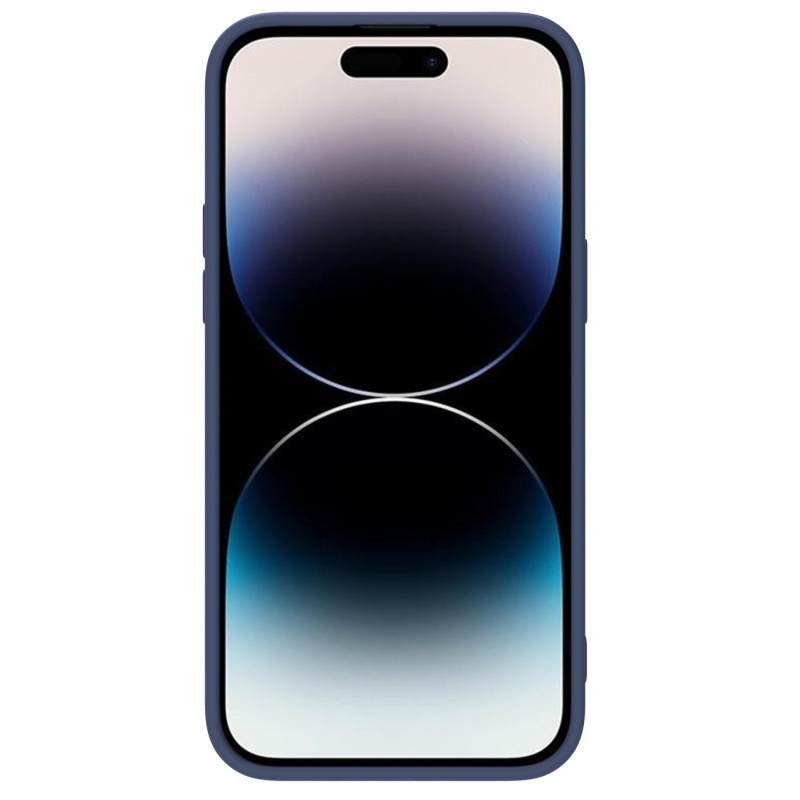 Nillkin CamShield Silky Silicone Case iPhone 14 Pro Max silikoninis dangtelis su fotoaparato apsauga mėlyna