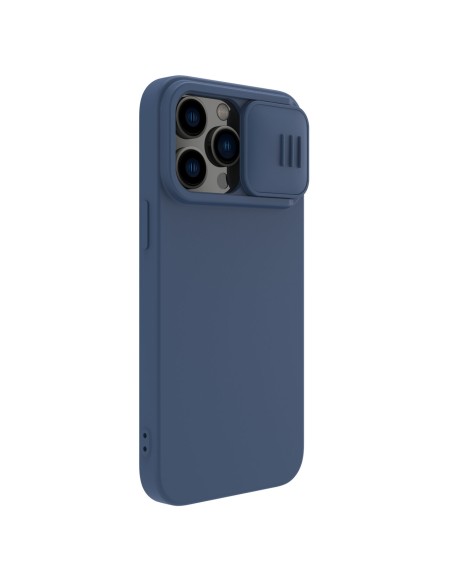 Nillkin CamShield Silky Silicone Case iPhone 14 Pro Max silikoninis dangtelis su fotoaparato apsauga mėlyna Nillkin CamShield Silky Silicone Case iPhone 14 Pro Max silikoninis dangtelis su fotoaparato apsauga mėlyna