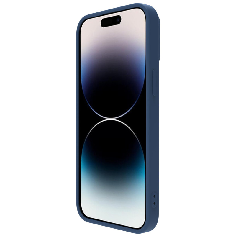 Nillkin CamShield Silky Silicone Case iPhone 14 Pro Max silikoninis dangtelis su fotoaparato apsauga mėlyna