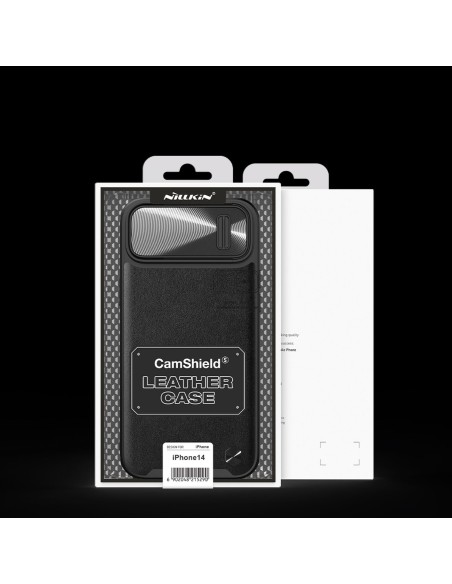 Nillkin CamShield Leather S Case iPhone 14 dėklo dangtelis su fotoaparato dangteliu juodas Nillkin CamShield Leather S Case iPhone 14 dėklo dangtelis su fotoaparato dangteliu juodas