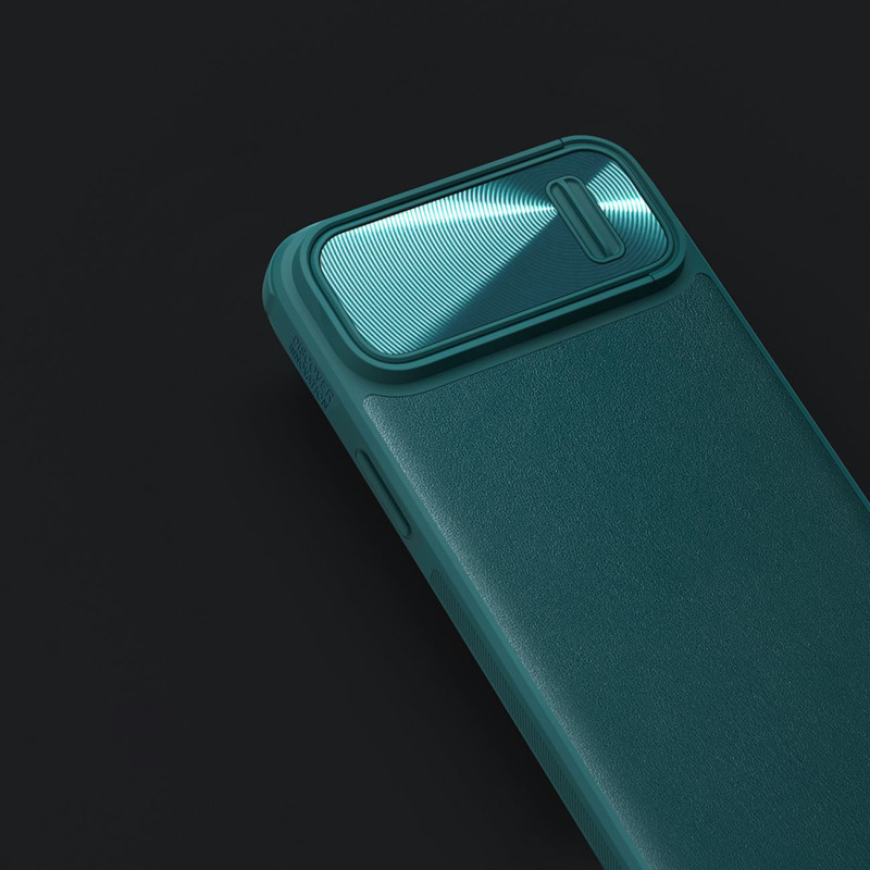 Nillkin CamShield Leather S Case iPhone 14 dėklo dangtelis su fotoaparato dangteliu juodas