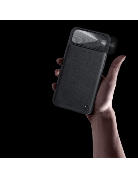 Nillkin CamShield Leather S Case iPhone 14 dėklo dangtelis su fotoaparato dangteliu juodas Nillkin CamShield Leather S Case iPhone 14 dėklo dangtelis su fotoaparato dangteliu juodas