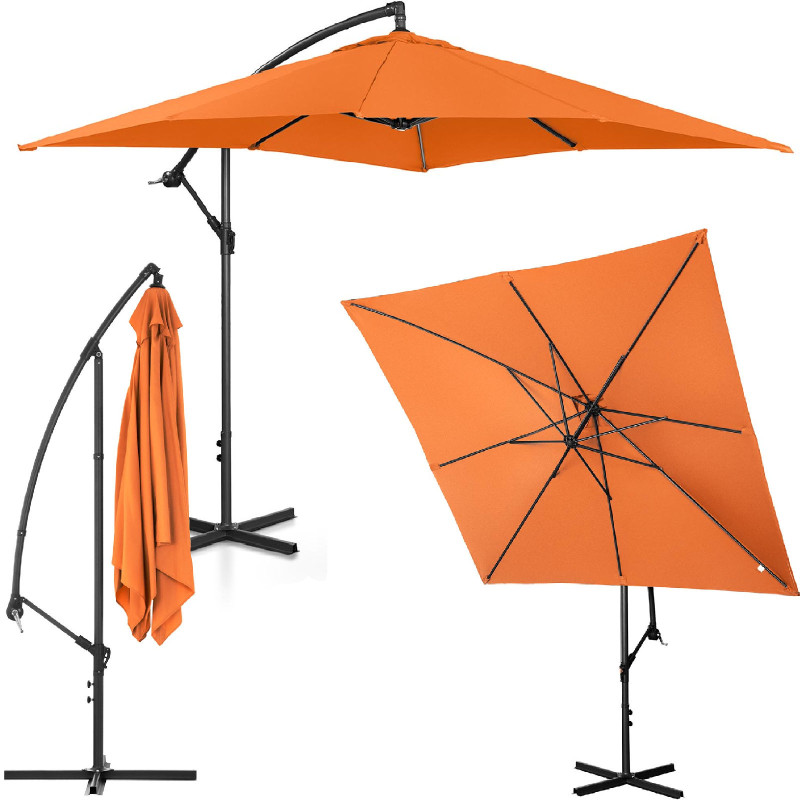 Sodo skėtis ant kvadratinio stulpo 250 x 250 cm oranžinė