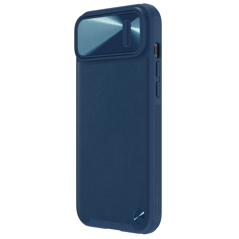 Nillkin CamShield Leather S Case iPhone 14 dėklo dangtelis su mėlynu fotoaparato dangteliu