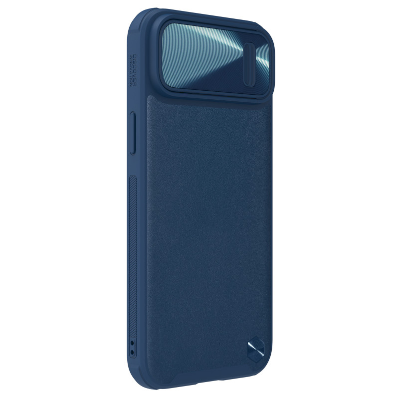 Nillkin CamShield Leather S Case iPhone 14 dėklo dangtelis su mėlynu fotoaparato dangteliu