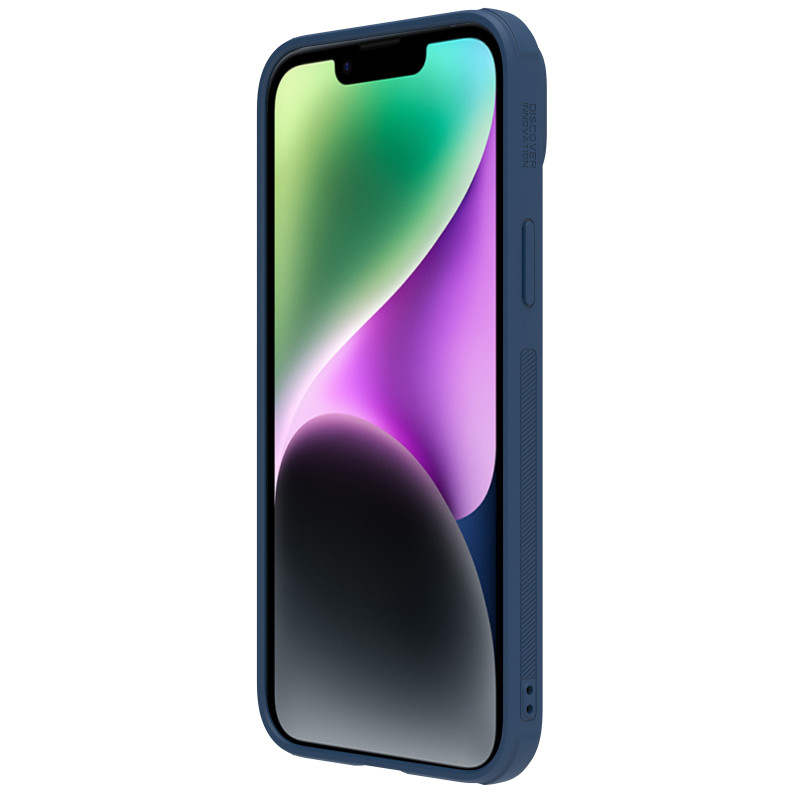 Nillkin CamShield Leather S Case iPhone 14 dėklo dangtelis su mėlynu fotoaparato dangteliu
