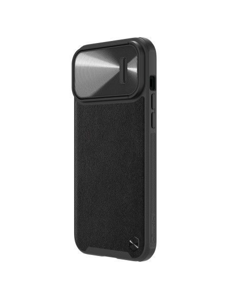 Nillkin CamShield Leather S Case iPhone 14 Pro dėklas su fotoaparato dangteliu juodos spalvos Nillkin CamShield Leather S Case iPhone 14 Pro dėklas su fotoaparato dangteliu juodos spalvos
