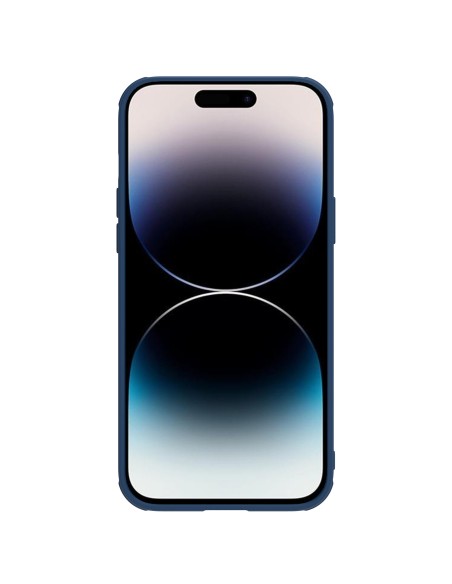 Nillkin CamShield Leather S Case iPhone 14 Pro dėklas su fotoaparato dangteliu mėlynos spalvos Nillkin CamShield Leather S Case iPhone 14 Pro dėklas su fotoaparato dangteliu mėlynos spalvos