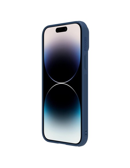 Nillkin CamShield Leather S Case iPhone 14 Pro dėklas su fotoaparato dangteliu mėlynos spalvos Nillkin CamShield Leather S Case iPhone 14 Pro dėklas su fotoaparato dangteliu mėlynos spalvos
