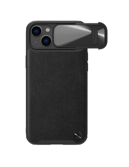 Nillkin CamShield Leather S Case iPhone 14 Plus dėklas su fotoaparato dangteliu juodas Nillkin CamShield Leather S Case iPhone 14 Plus dėklas su fotoaparato dangteliu juodas