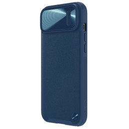 Nillkin CamShield Leather S Case iPhone 14 Plus dėklas su fotoaparato dangteliu mėlynos spalvos