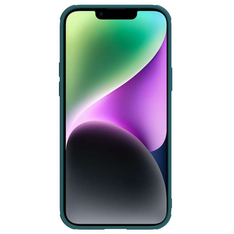 Nillkin CamShield Leather S Case iPhone 14 Plus dėklo dangtelis su fotoaparato dangteliu žalias