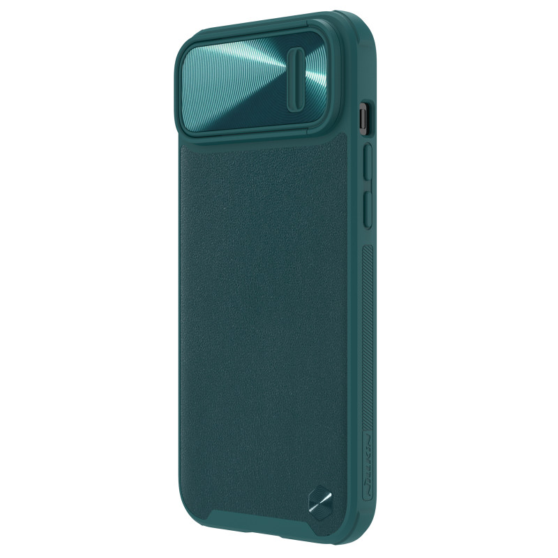 Nillkin CamShield Leather S Case iPhone 14 Plus dėklo dangtelis su fotoaparato dangteliu žalias