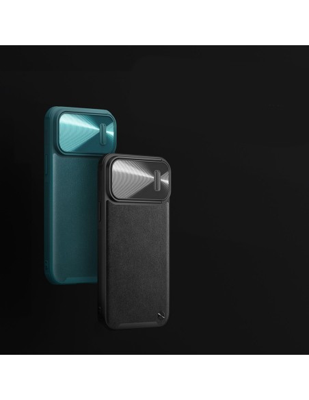 Nillkin CamShield Leather S Case iPhone 14 Pro Max dėklas su fotoaparato dangteliu juodos spalvos Nillkin CamShield Leather S Case iPhone 14 Pro Max dėklas su fotoaparato dangteliu juodos spalvos