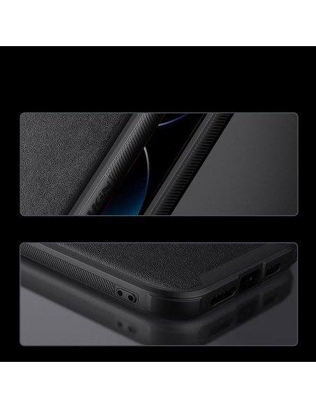 Nillkin CamShield Leather S Case iPhone 14 Pro Max dėklas su fotoaparato dangteliu juodos spalvos Nillkin CamShield Leather S Case iPhone 14 Pro Max dėklas su fotoaparato dangteliu juodos spalvos