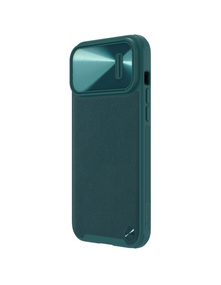 Nillkin CamShield Leather S Case iPhone 14 Pro Max dėklas su fotoaparato dangteliu žalias Nillkin CamShield Leather S Case iPhone 14 Pro Max dėklas su fotoaparato dangteliu žalias