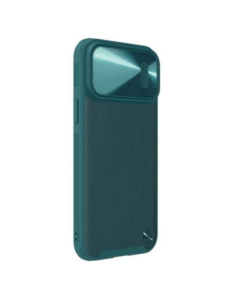 Nillkin CamShield Leather S Case iPhone 14 Pro Max dėklas su fotoaparato dangteliu žalias Nillkin CamShield Leather S Case iPhone 14 Pro Max dėklas su fotoaparato dangteliu žalias