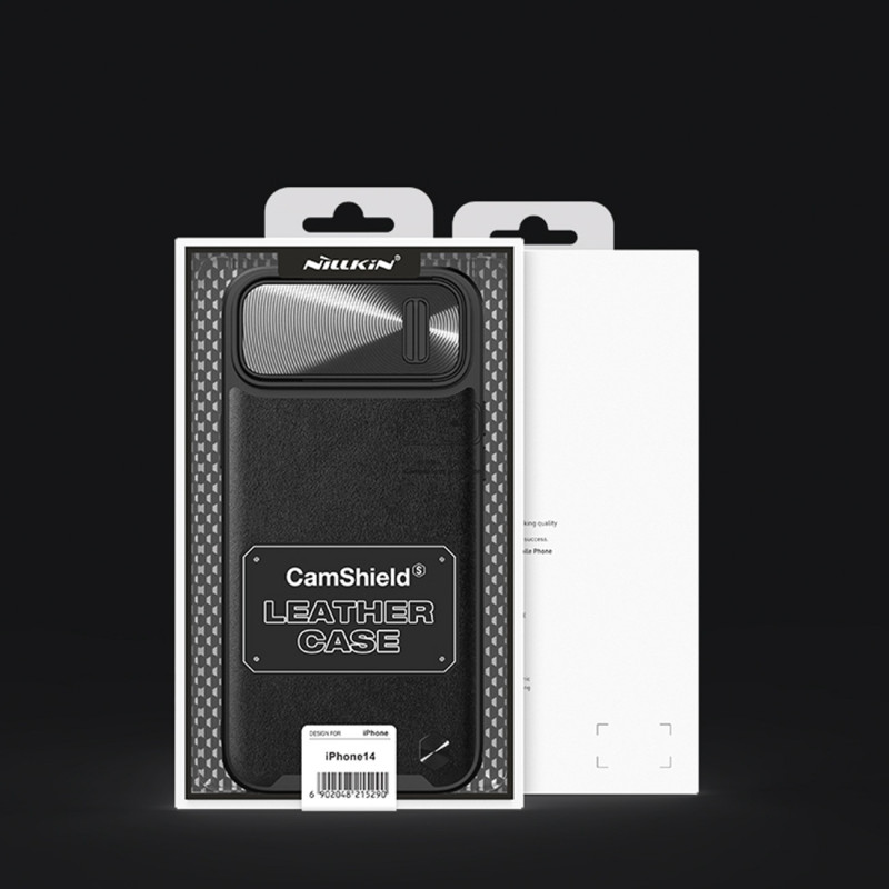 Nillkin CamShield Leather S Case iPhone 14 Pro Max dėklas su fotoaparato dangteliu žalias