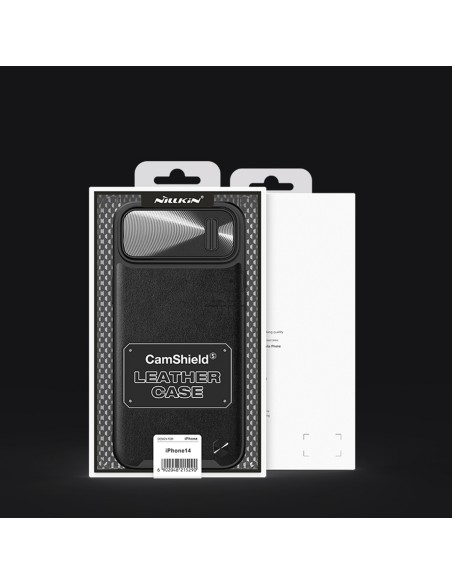 Nillkin CamShield Leather S Case iPhone 14 Pro Max dėklas su fotoaparato dangteliu žalias Nillkin CamShield Leather S Case iPhone 14 Pro Max dėklas su fotoaparato dangteliu žalias
