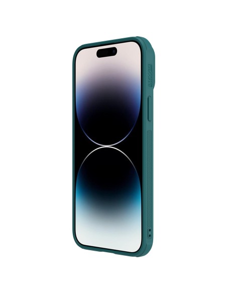 Nillkin CamShield Leather S Case iPhone 14 Pro Max dėklas su fotoaparato dangteliu žalias Nillkin CamShield Leather S Case iPhone 14 Pro Max dėklas su fotoaparato dangteliu žalias