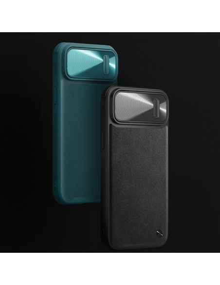 Nillkin CamShield Leather S Case iPhone 14 Pro Max dėklas su fotoaparato dangteliu žalias Nillkin CamShield Leather S Case iPhone 14 Pro Max dėklas su fotoaparato dangteliu žalias