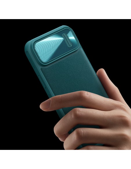Nillkin CamShield Leather S Case iPhone 14 Pro Max dėklas su fotoaparato dangteliu žalias Nillkin CamShield Leather S Case iPhone 14 Pro Max dėklas su fotoaparato dangteliu žalias