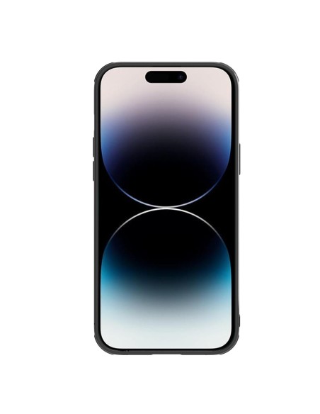 Nillkin Synthetic Fiber S Case iPhone 14 Pro dėklas su fotoaparato dangteliu, juodas Nillkin Synthetic Fiber S Case iPhone 14 Pro dėklas su fotoaparato dangteliu, juodas