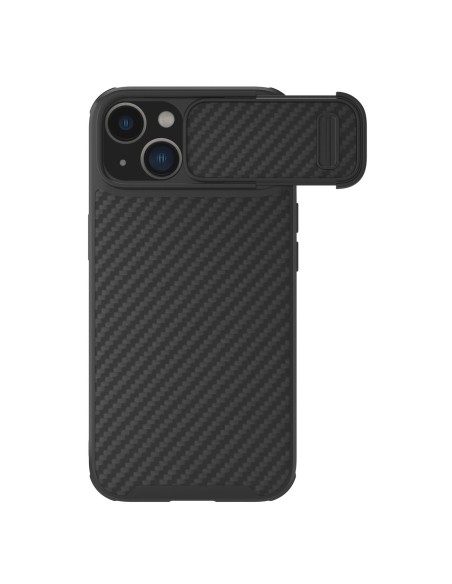 Nillkin Synthetic Fiber S Case iPhone 14 Plus dėklas su fotoaparato dangteliu, juodas Nillkin Synthetic Fiber S Case iPhone 14 Plus dėklas su fotoaparato dangteliu, juodas