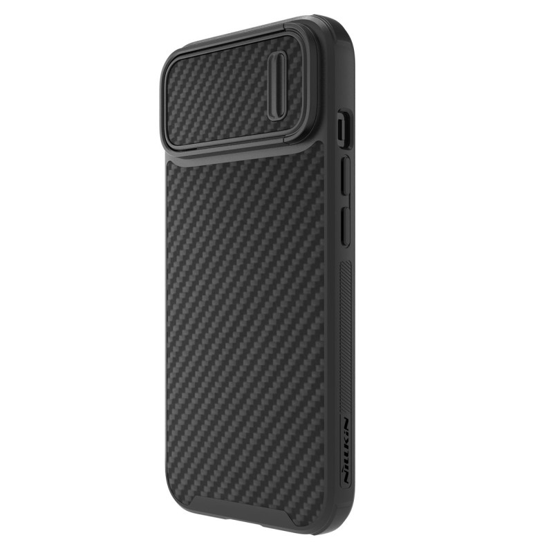 Nillkin Synthetic Fiber S Case iPhone 14 Plus dėklas su fotoaparato dangteliu, juodas