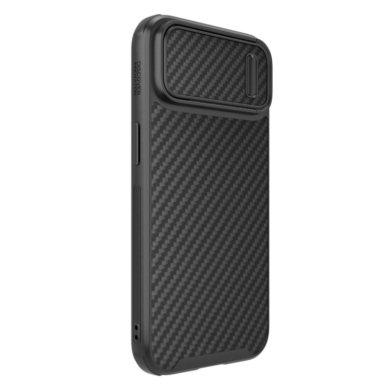 Nillkin Synthetic Fiber S Case iPhone 14 Plus dėklas su fotoaparato dangteliu, juodas