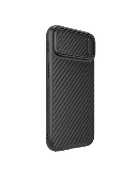 Nillkin Synthetic Fiber S Case iPhone 14 Plus dėklas su fotoaparato dangteliu, juodas Nillkin Synthetic Fiber S Case iPhone 14 Plus dėklas su fotoaparato dangteliu, juodas