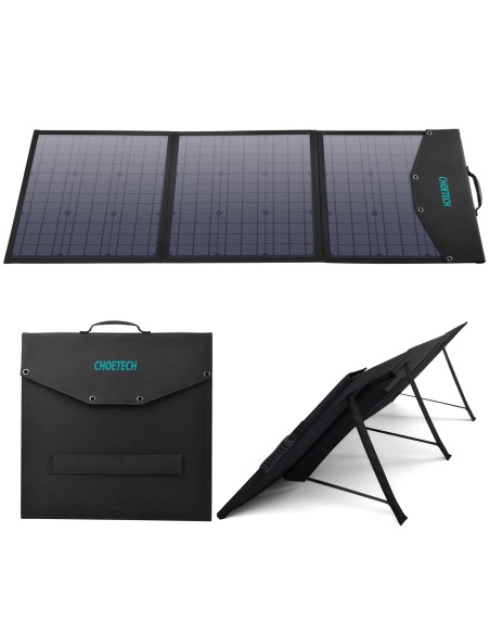 Sulankstomas saulės įkroviklis 120W DC 3xUSB juodas Sulankstomas saulės įkroviklis 120W DC 3xUSB juodas