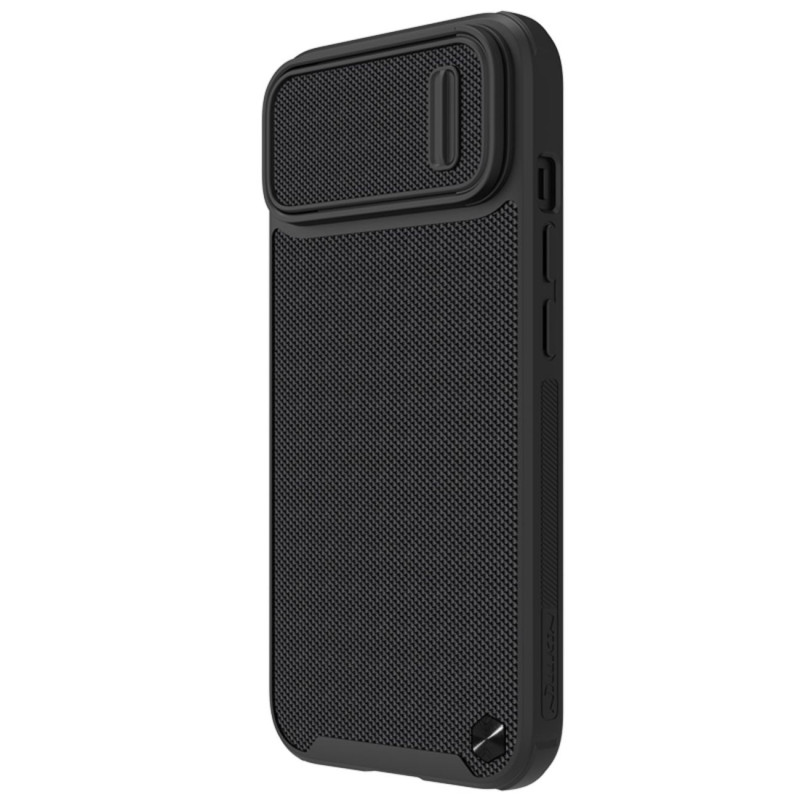 Nillkin Textured S Case iPhone 14, šarvuotas dangtelis su fotoaparato dangteliu, juodas