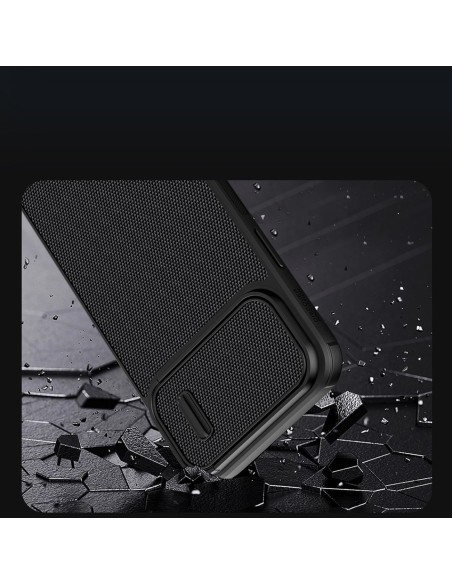 Nillkin Textured S Dėklas, skirtas iPhone 14, šarvuotas dangtelis su fotoaparato dangteliu, mėlynas Nillkin Textured S Dėklas, skirtas iPhone 14, šarvuotas dangtelis su fotoaparato dangteliu, mėlynas