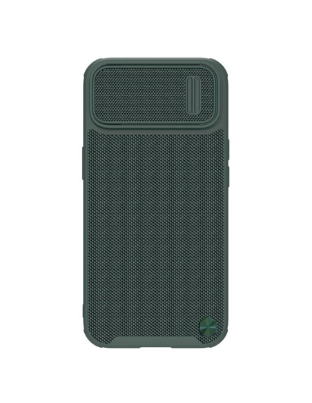Nillkin Textured S Case iPhone 14, šarvuotas dangtelis su fotoaparato dangteliu, žalias Nillkin Textured S Case iPhone 14, šarvuotas dangtelis su fotoaparato dangteliu, žalias