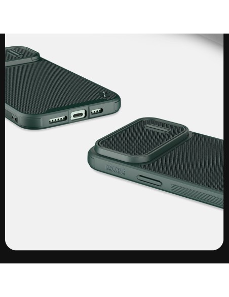 Nillkin Textured S Case iPhone 14, šarvuotas dangtelis su fotoaparato dangteliu, žalias Nillkin Textured S Case iPhone 14, šarvuotas dangtelis su fotoaparato dangteliu, žalias
