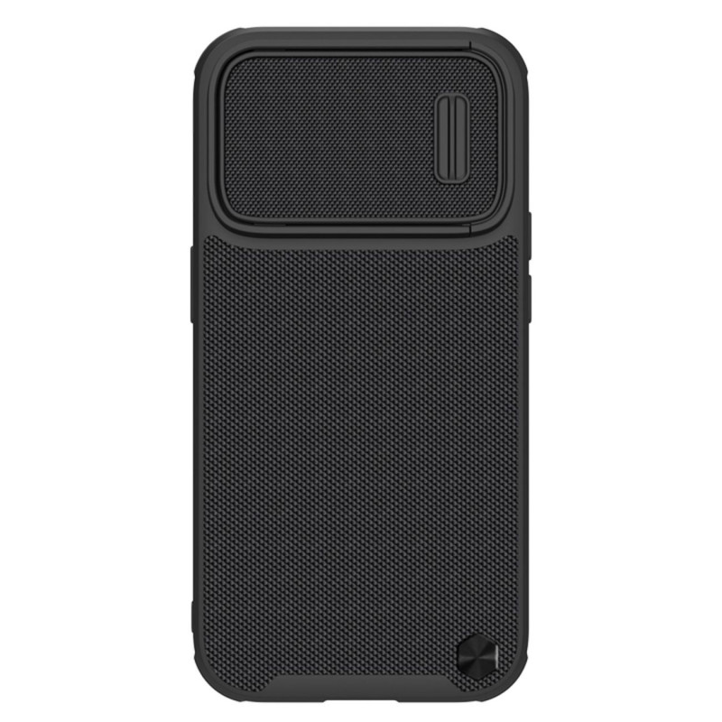 Nillkin Textured S Case iPhone 14 Pro šarvuotas dangtelis su fotoaparato dangteliu, juodas