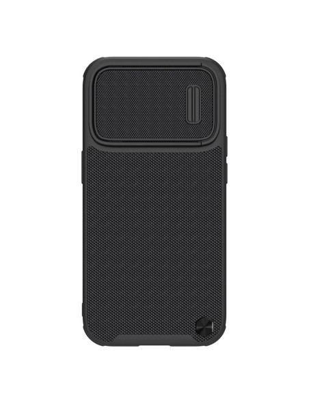 Nillkin Textured S Case iPhone 14 Pro šarvuotas dangtelis su fotoaparato dangteliu, juodas Nillkin Textured S Case iPhone 14 Pro šarvuotas dangtelis su fotoaparato dangteliu, juodas