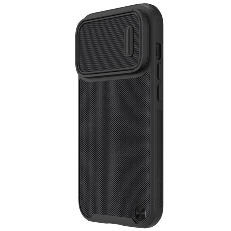 Nillkin Textured S Case iPhone 14 Pro šarvuotas dangtelis su fotoaparato dangteliu, juodas