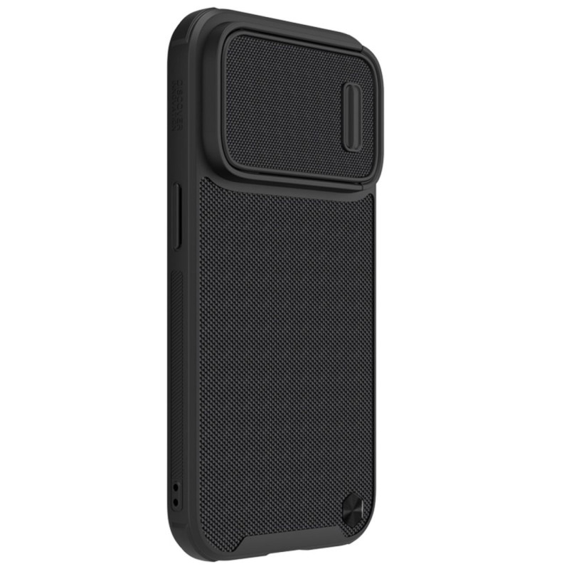 Nillkin Textured S Case iPhone 14 Pro šarvuotas dangtelis su fotoaparato dangteliu, juodas