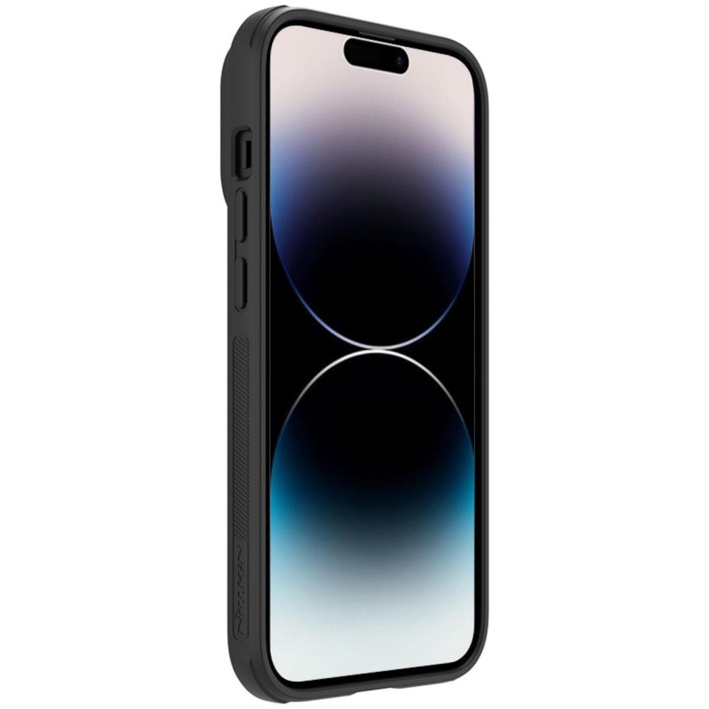 Nillkin Textured S Case iPhone 14 Pro šarvuotas dangtelis su fotoaparato dangteliu, juodas