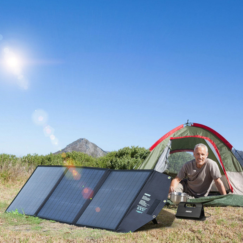 Sulankstomas saulės įkroviklis 120W DC 3xUSB juodas