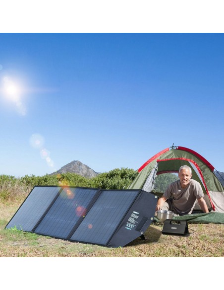 Sulankstomas saulės įkroviklis 120W DC 3xUSB juodas Sulankstomas saulės įkroviklis 120W DC 3xUSB juodas