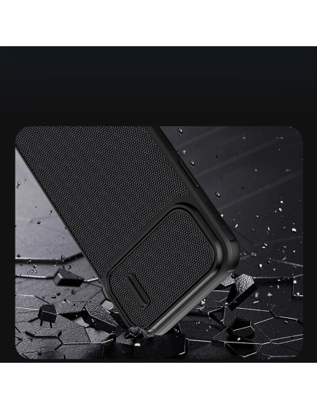 Nillkin Textured S Case iPhone 14 Pro, šarvuotas dangtelis su fotoaparato dangteliu, mėlynas Nillkin Textured S Case iPhone 14 Pro, šarvuotas dangtelis su fotoaparato dangteliu, mėlynas