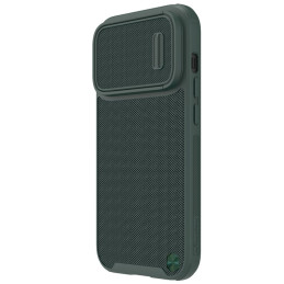 Nillkin Textured S Case iPhone 14 Pro šarvuotas dangtelis su žalios spalvos fotoaparato dangteliu