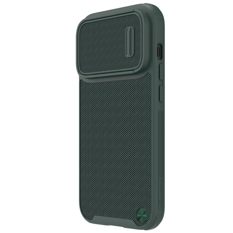 Nillkin Textured S Case iPhone 14 Pro šarvuotas dangtelis su žalios spalvos fotoaparato dangteliu