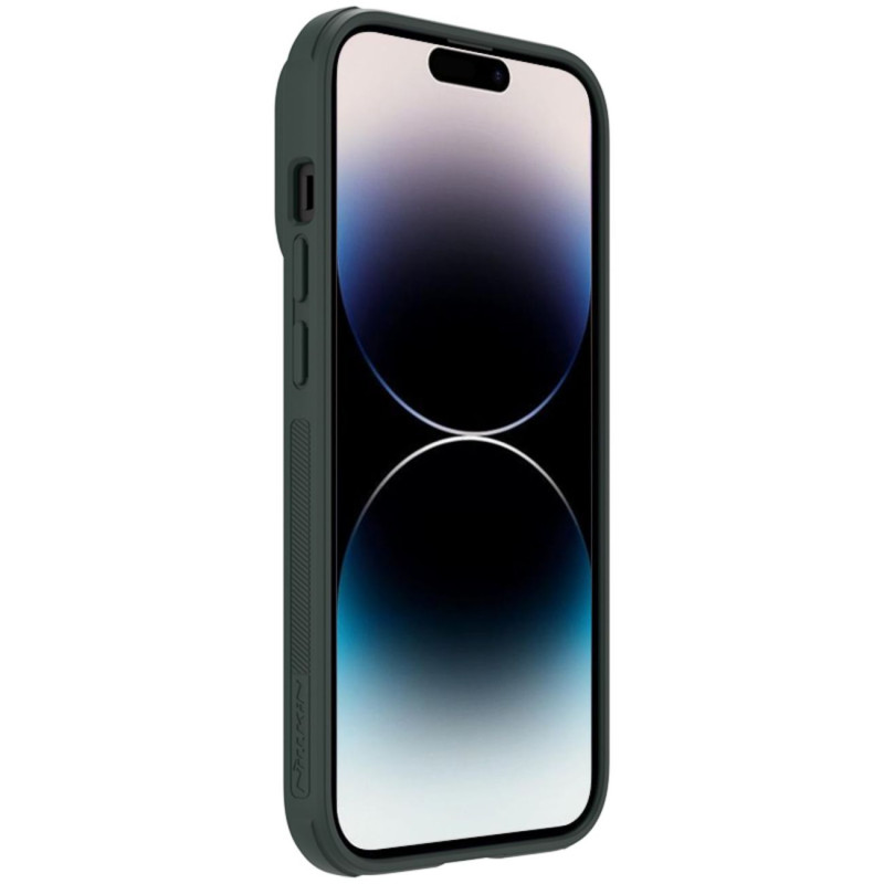 Nillkin Textured S Case iPhone 14 Pro šarvuotas dangtelis su žalios spalvos fotoaparato dangteliu