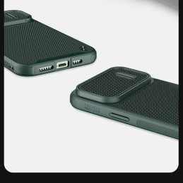 Nillkin Textured S Case iPhone 14 Pro šarvuotas dangtelis su žalios spalvos fotoaparato dangteliu